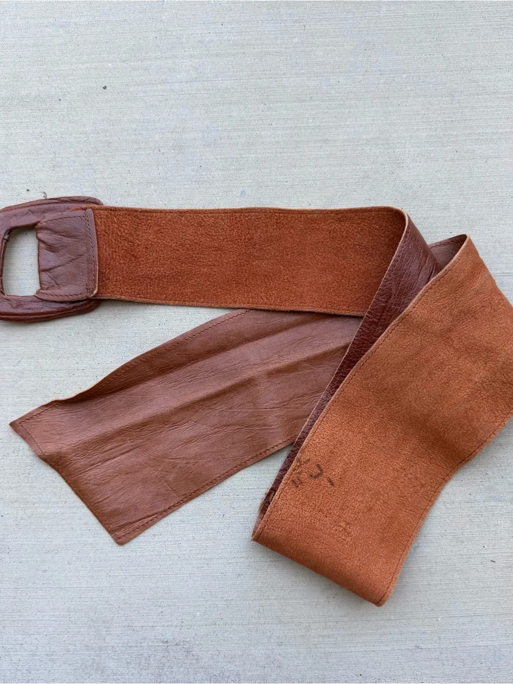 70’s Wide Brown Leather Cinch Belt with Buckle